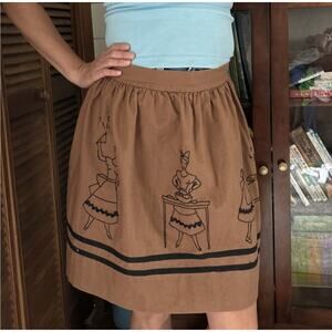 Vtg 50s Look Handmade Embroidered Homemaker Apron Set Cottagecore One Size